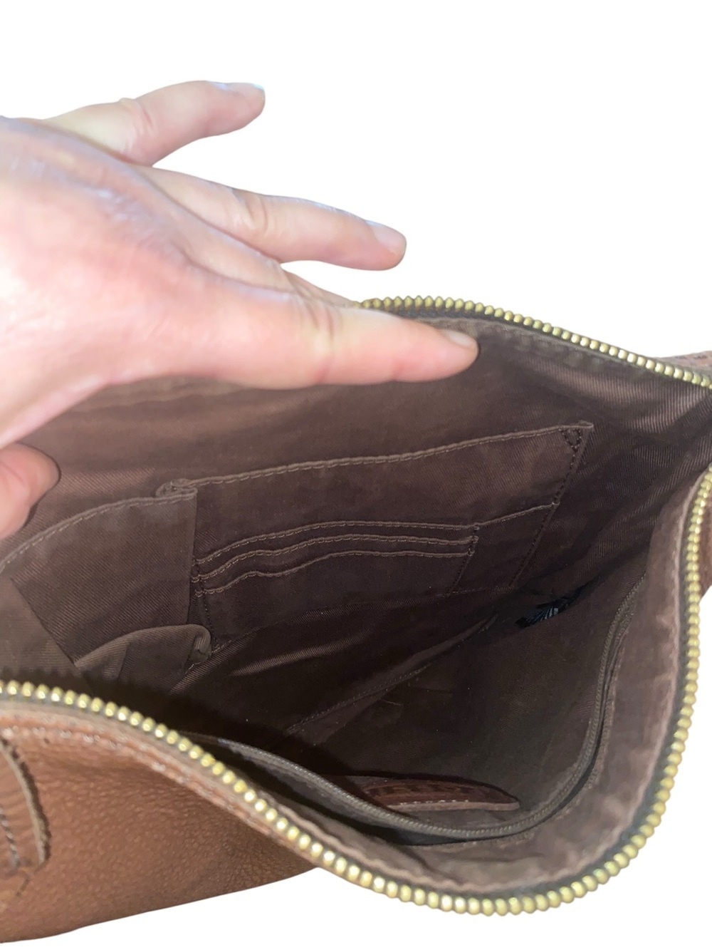 Fossil Erin Crossbody classic pebbled Brown leather Crossbody bag boho western - Picture 5 of 13